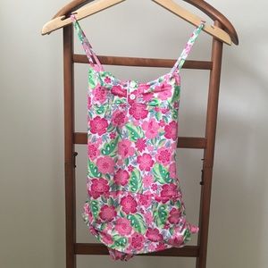Lands End Girls Size 14 Floral One Piece Swimsuit